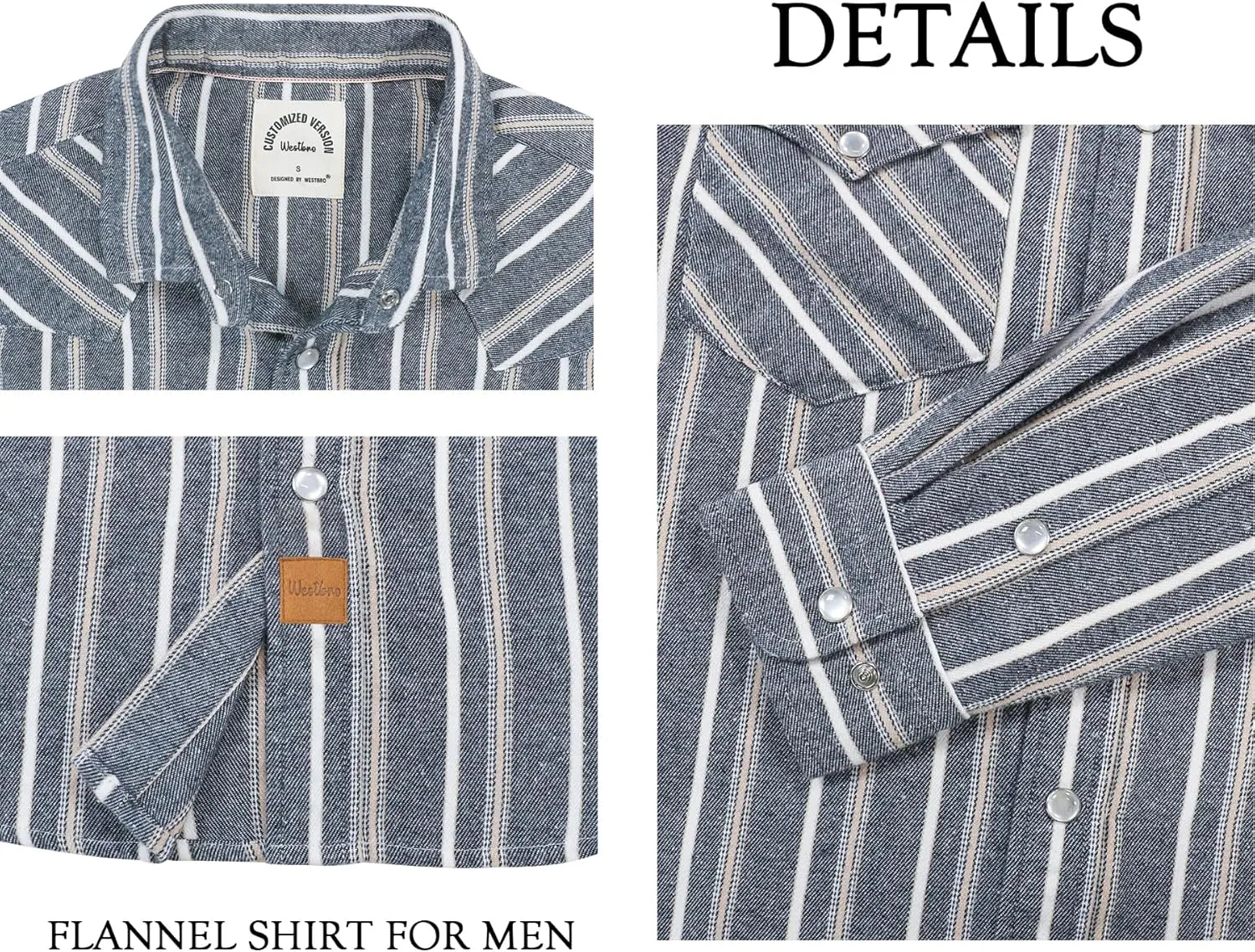 Westbro Flannel Shirt for Men Western Shirts for Men Pearl Snap Cowboy Plaid Vintage Lightweight Mens Flannel Shirt