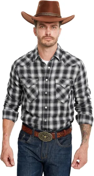 Westbro Flannel Shirt for Men Western Shirts for Men Pearl Snap Cowboy Plaid Vintage Lightweight Mens Flannel Shirt