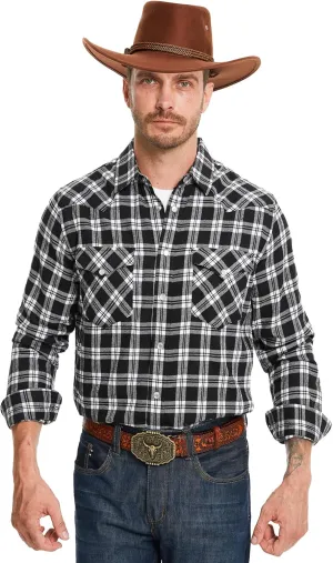 Westbro Flannel Shirt for Men Western Shirts for Men Pearl Snap Cowboy Plaid Vintage Lightweight Mens Flannel Shirt