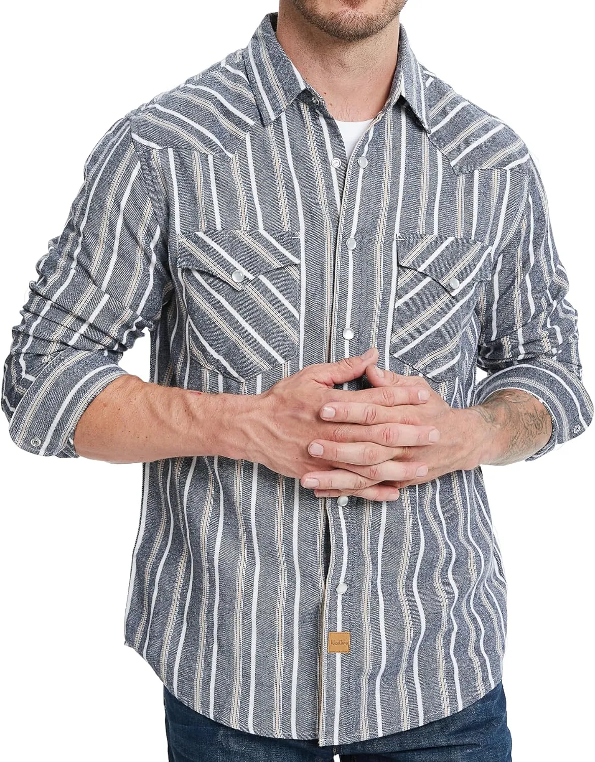 Westbro Flannel Shirt for Men Western Shirts for Men Pearl Snap Cowboy Plaid Vintage Lightweight Mens Flannel Shirt