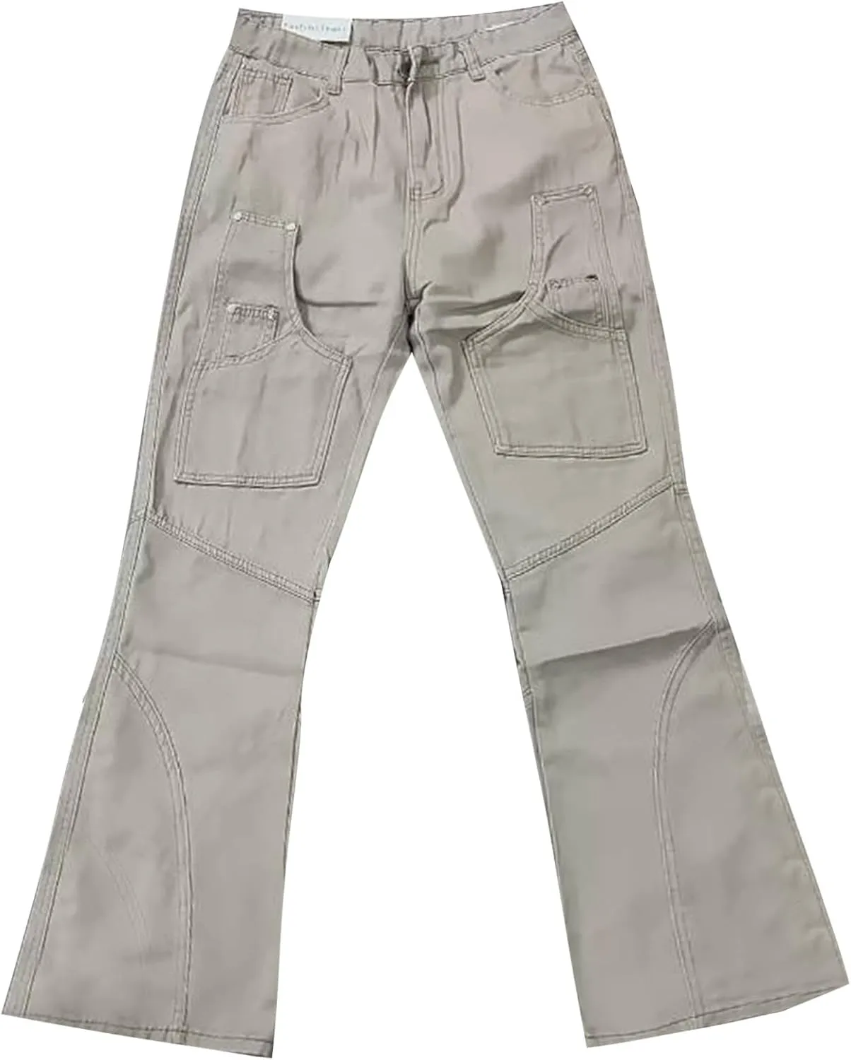 Wide Leg Cargo Pants for Men with Zipper Pockets Stretch Casual Relaxed Fit Pants Lightweight Baggy Streetwear Sweatpants