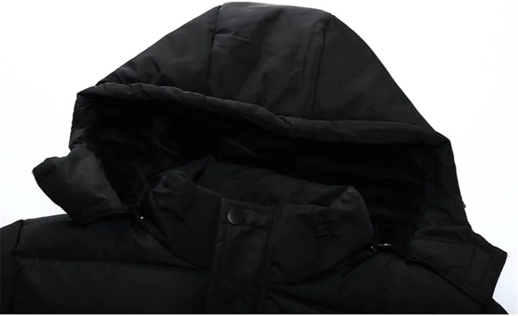 Winter Men Cotton Padded Thick Puffer Jacket Hood Warm Coat Zipper Fashion Parka