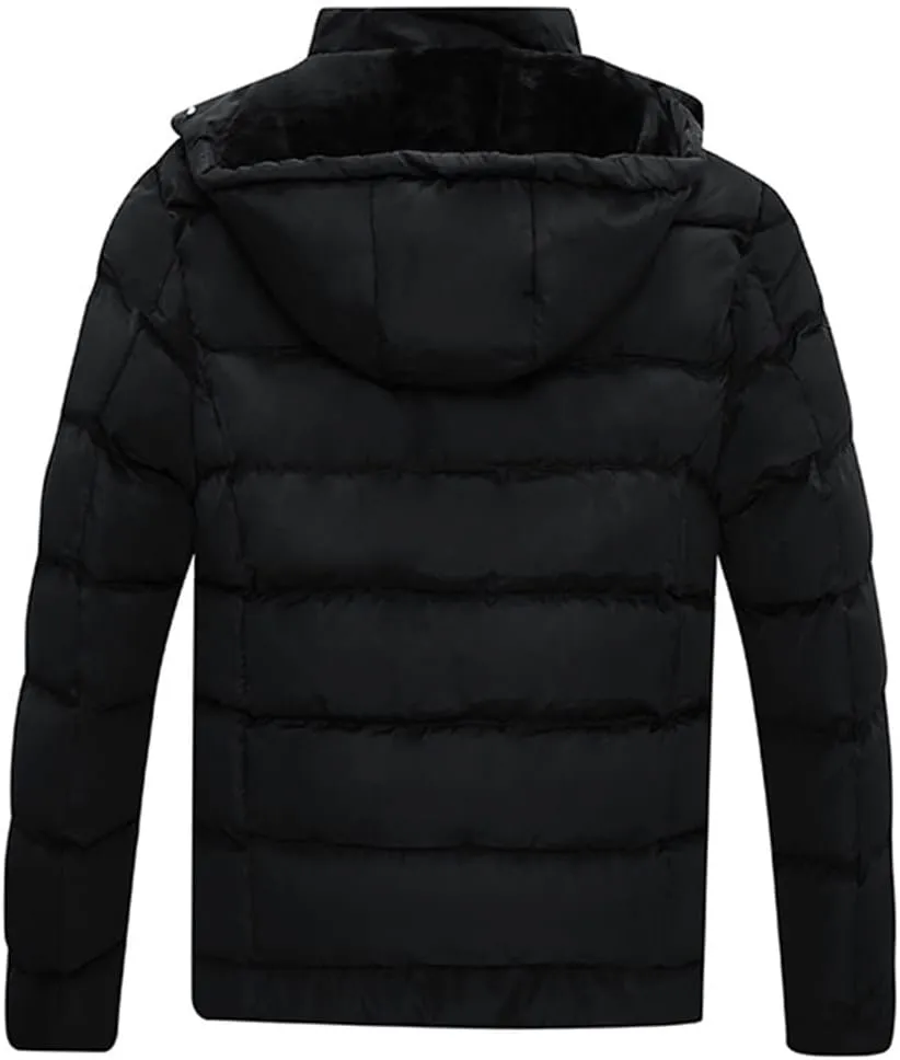 Winter Men Cotton Padded Thick Puffer Jacket Hood Warm Coat Zipper Fashion Parka