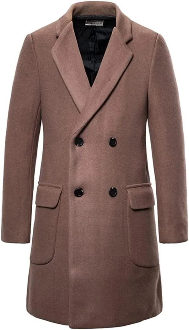 Winter Wool Coat Men Double Breasted Long Trench Coat New Casual Thick Pea Coat Men Woolen Jacket
