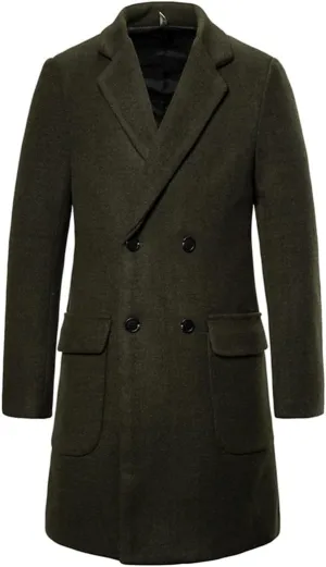 Winter Wool Coat Men Double Breasted Long Trench Coat New Casual Thick Pea Coat Men Woolen Jacket