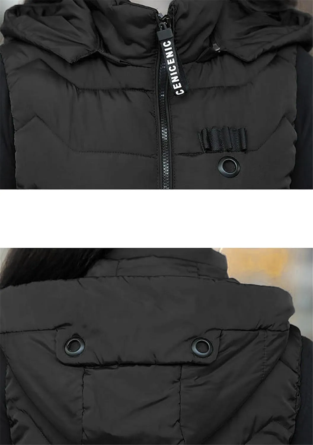 WIWIQS Women's Sleeveless Zipper Midi Vest Winter Hooded Lightweight Coat Outerwear