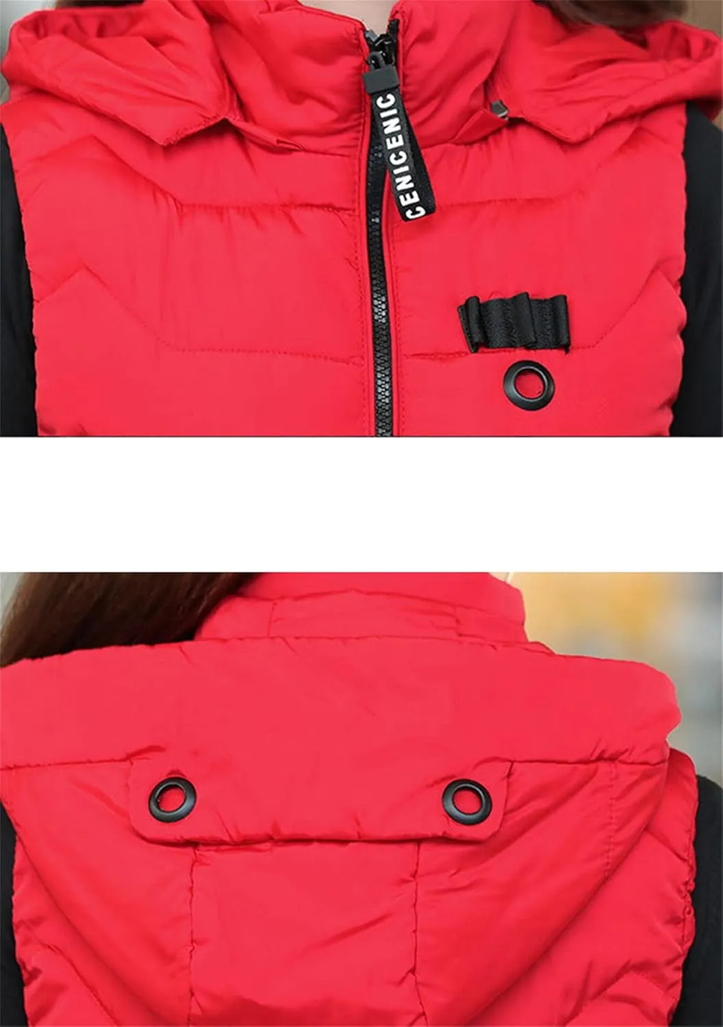 WIWIQS Women's Sleeveless Zipper Midi Vest Winter Hooded Lightweight Coat Outerwear