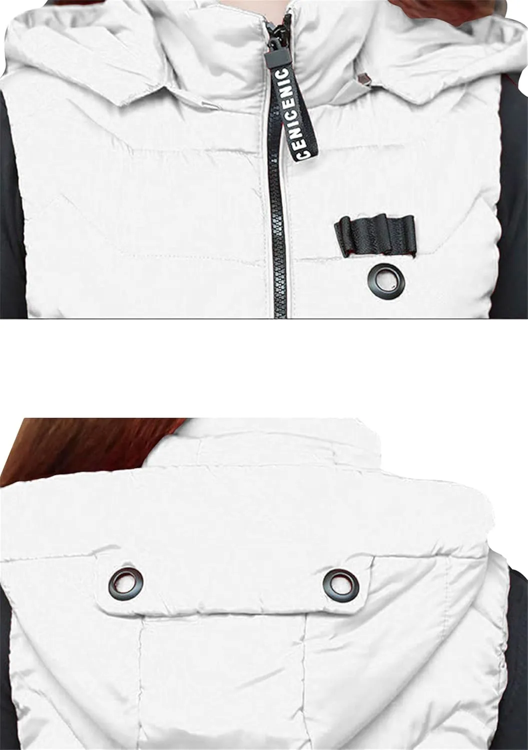 WIWIQS Women's Sleeveless Zipper Midi Vest Winter Hooded Lightweight Coat Outerwear