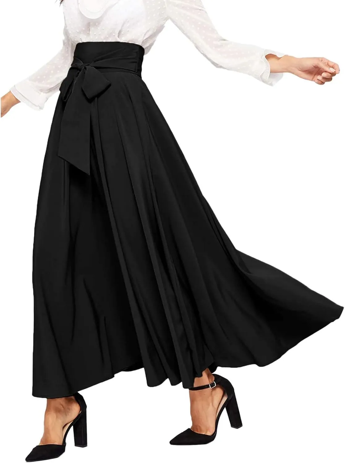 Women 2023 Summer Spring Skirt Women's Spring Summer Casual Skirts Elegant High Waist Skirts Tie Front Pleated
