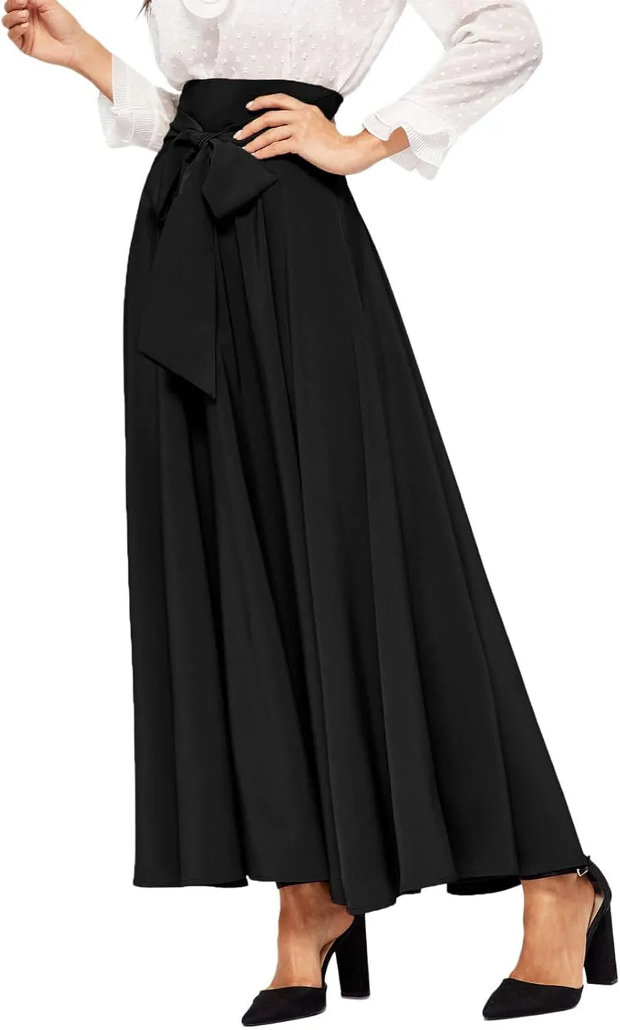 Women 2023 Summer Spring Skirt Women's Spring Summer Casual Skirts Elegant High Waist Skirts Tie Front Pleated