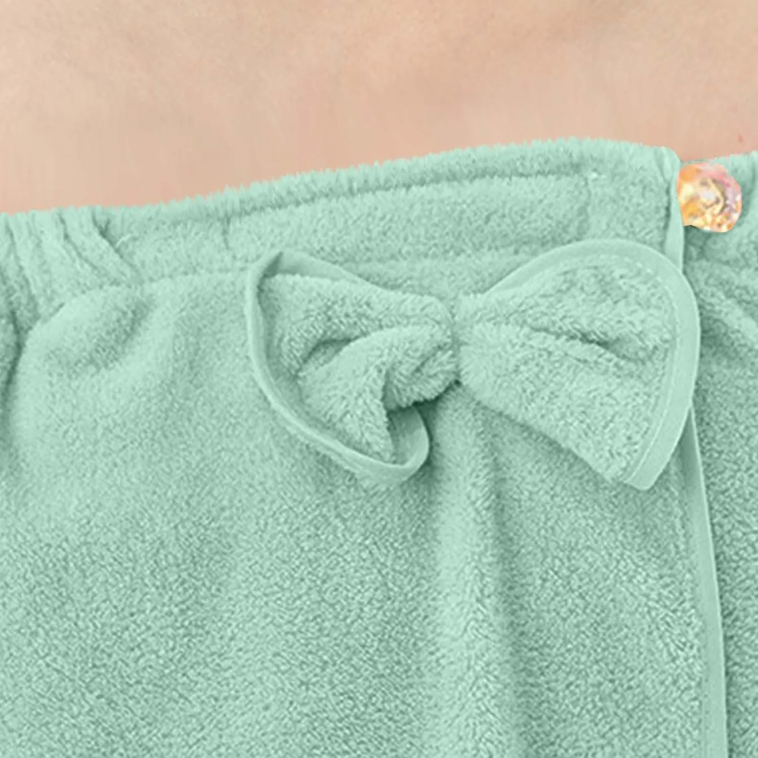 Women Adjustable Closure Bath Wrap, Terry Cloth Wrapping Spa Bathrobe Solid Color Cover Up Tower Beach Robe with Hat