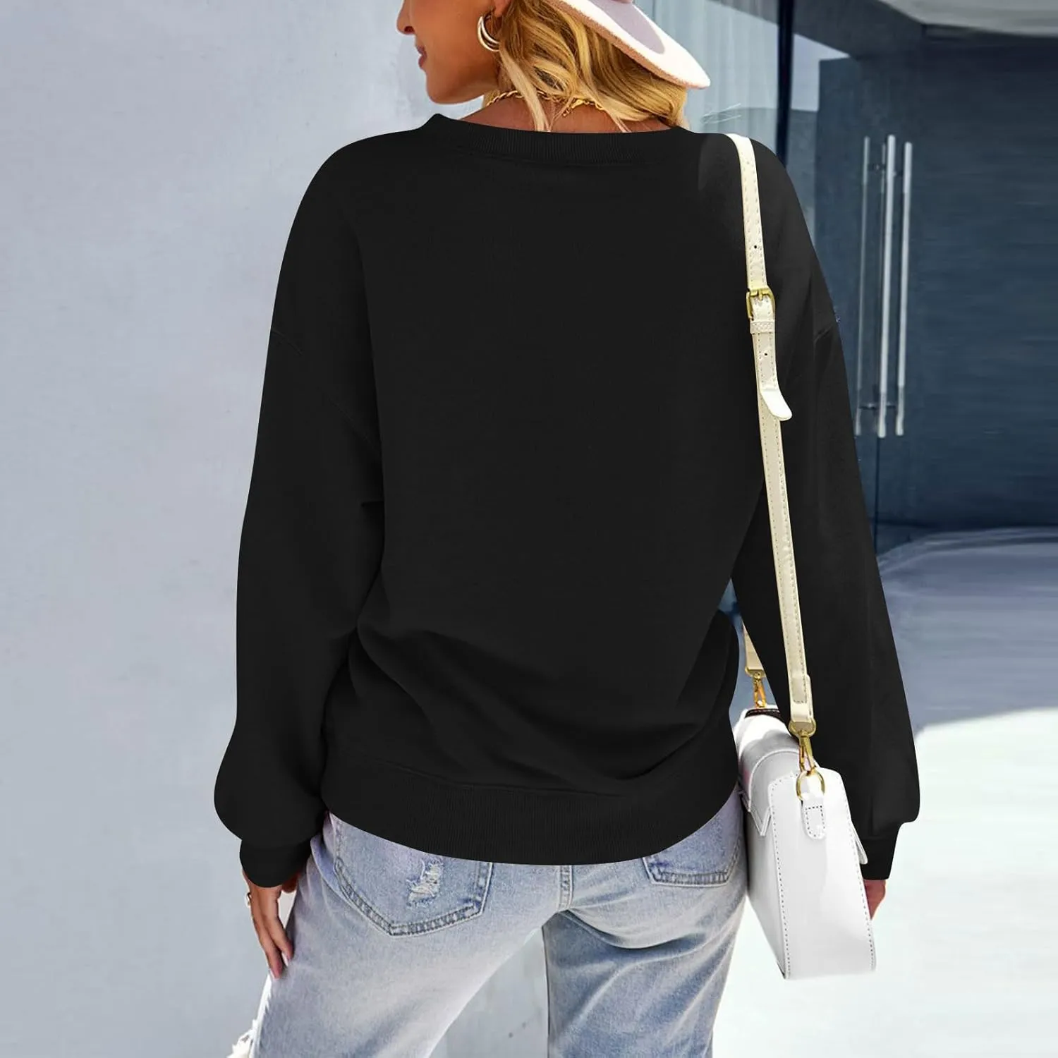 Women Crew Neck Sweatshirts Fall Casual Oversized Sweatshirts Long Sleeve Cute Preppy Sweatshirt Comfort Pullover