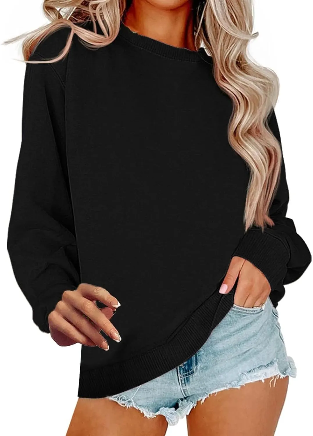 Women Crew Neck Sweatshirts Fall Casual Oversized Sweatshirts Long Sleeve Cute Preppy Sweatshirt Comfort Pullover