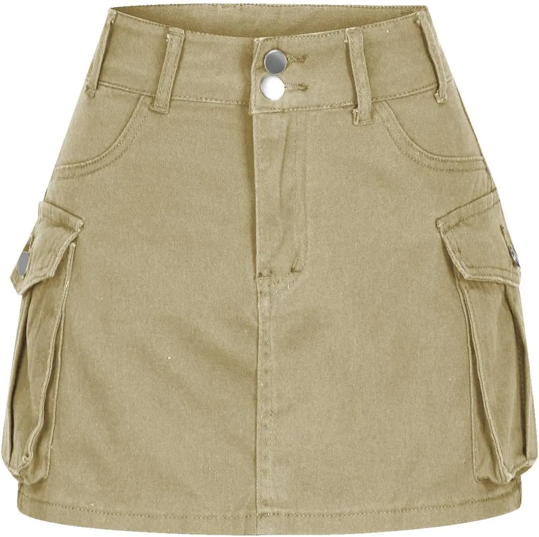Women Denim Cargo Skirt High Waist Button Bodycon Mini Skirts Sexy Y2K Flap Pockets Skirts Summer Jeans Skirts