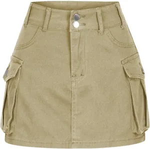 Women Denim Cargo Skirt High Waist Button Bodycon Mini Skirts Sexy Y2K Flap Pockets Skirts Summer Jeans Skirts