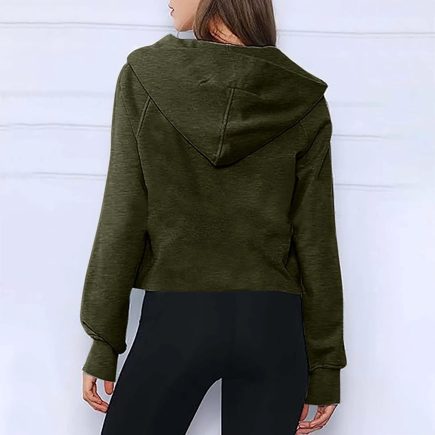 Women Half Zip Hooded Sweatshirt Thumb Hole Hoodie Pullover with Kangaroo Pocket Raglan Sleeve Quarter Zipper Hoodie