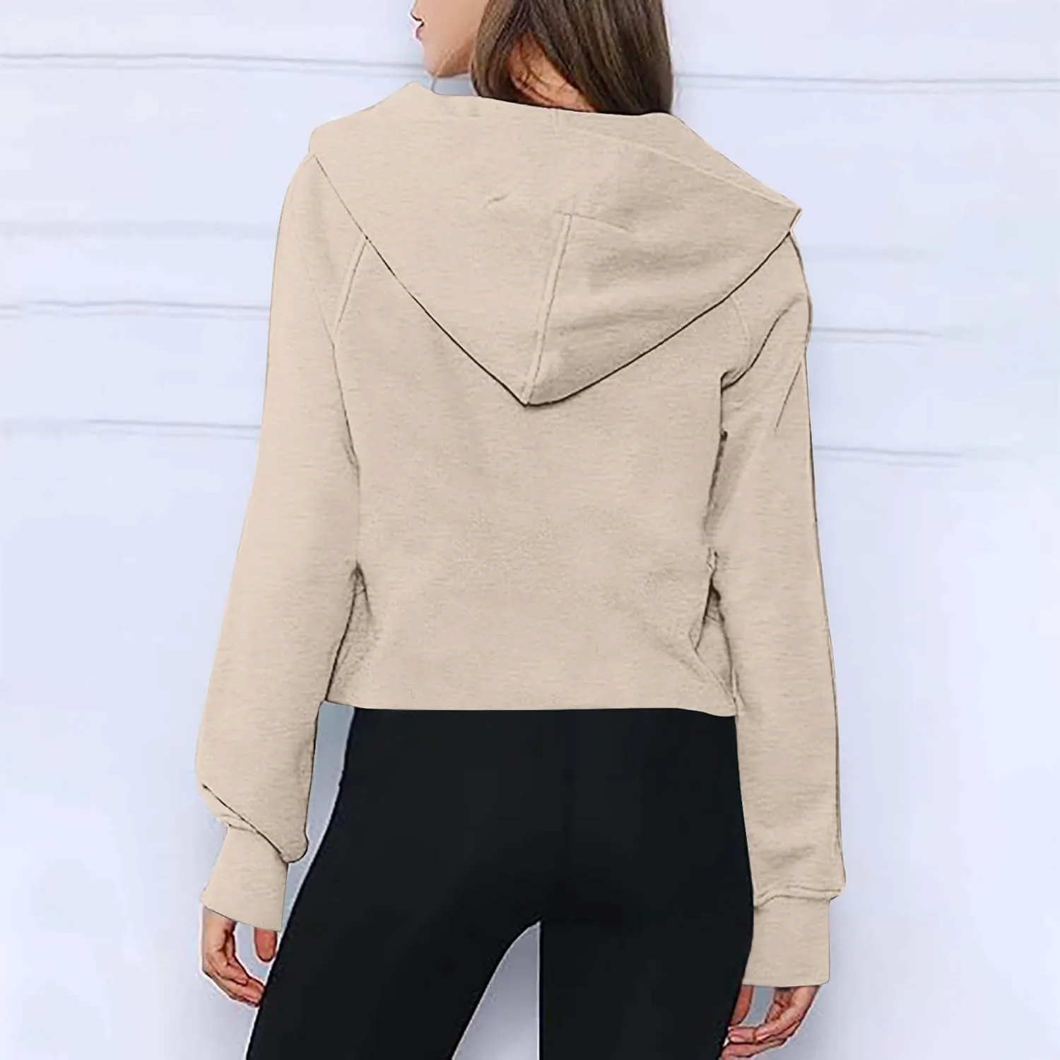 Women Half Zip Hooded Sweatshirt Thumb Hole Hoodie Pullover with Kangaroo Pocket Raglan Sleeve Quarter Zipper Hoodie