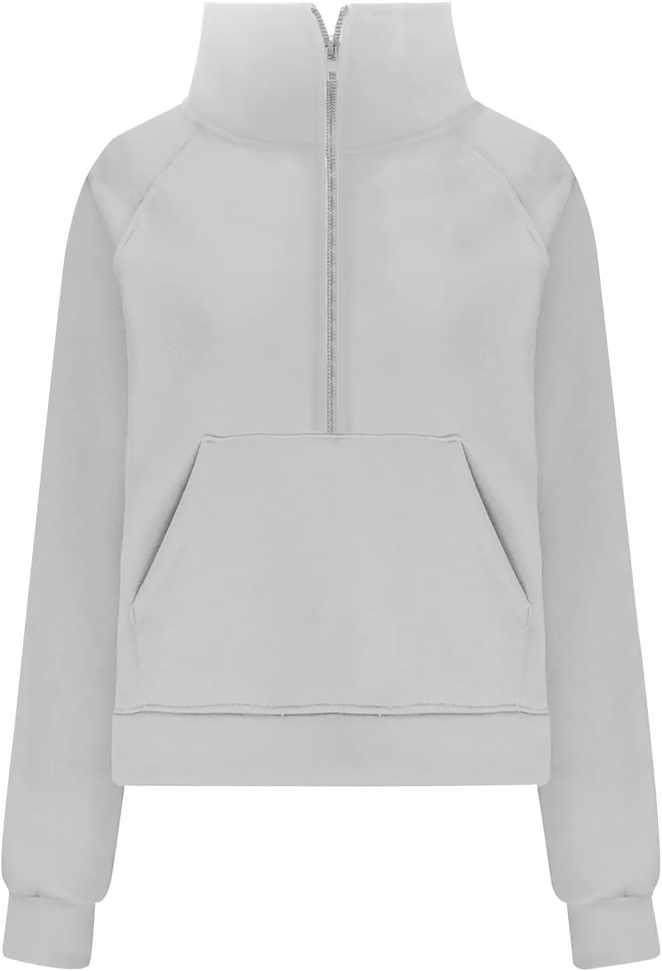 Women Half Zip Hooded Sweatshirt Thumb Hole Hoodie Pullover with Kangaroo Pocket Raglan Sleeve Quarter Zipper Hoodie
