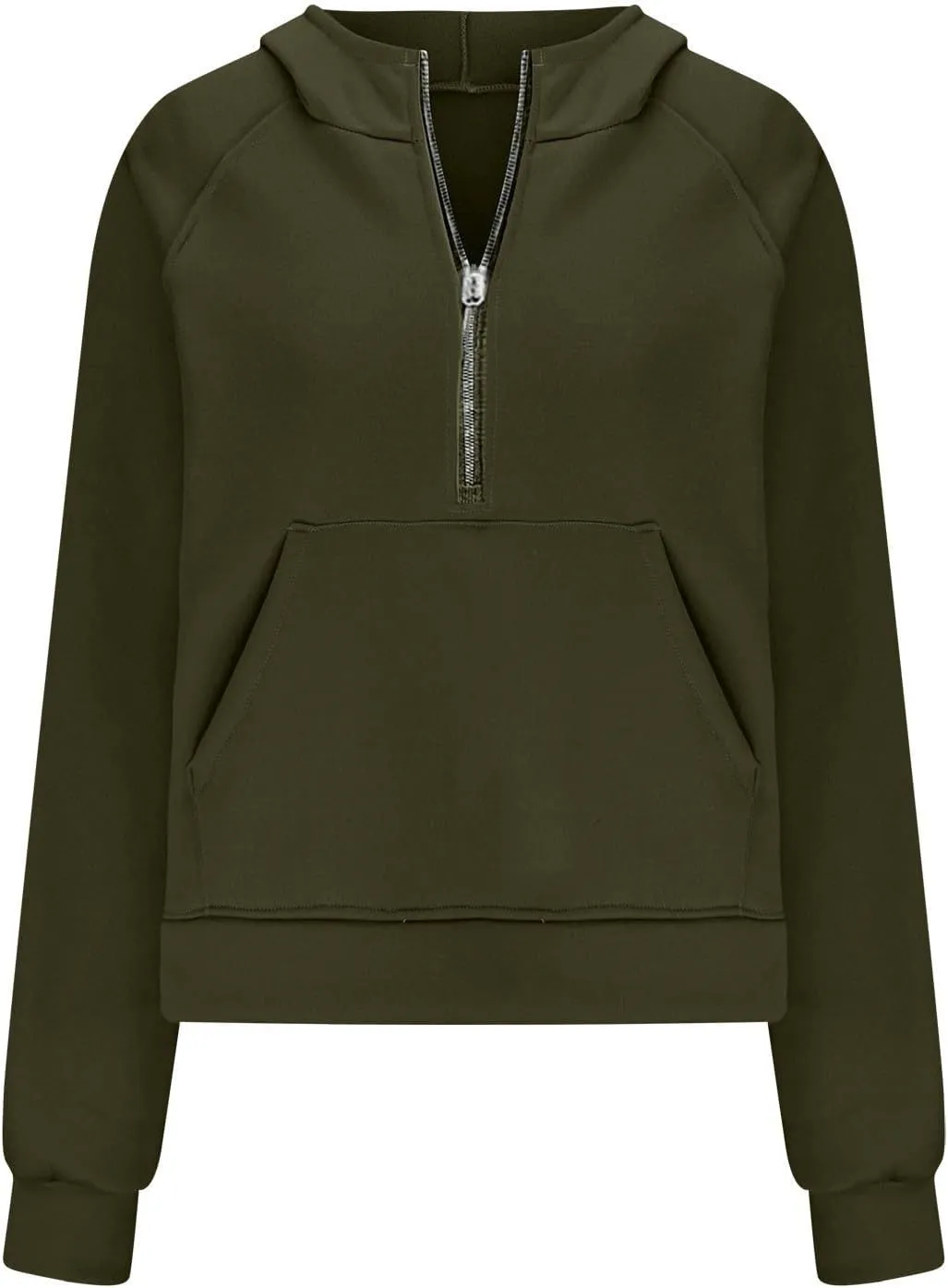 Women Half Zip Hooded Sweatshirt Thumb Hole Hoodie Pullover with Kangaroo Pocket Raglan Sleeve Quarter Zipper Hoodie
