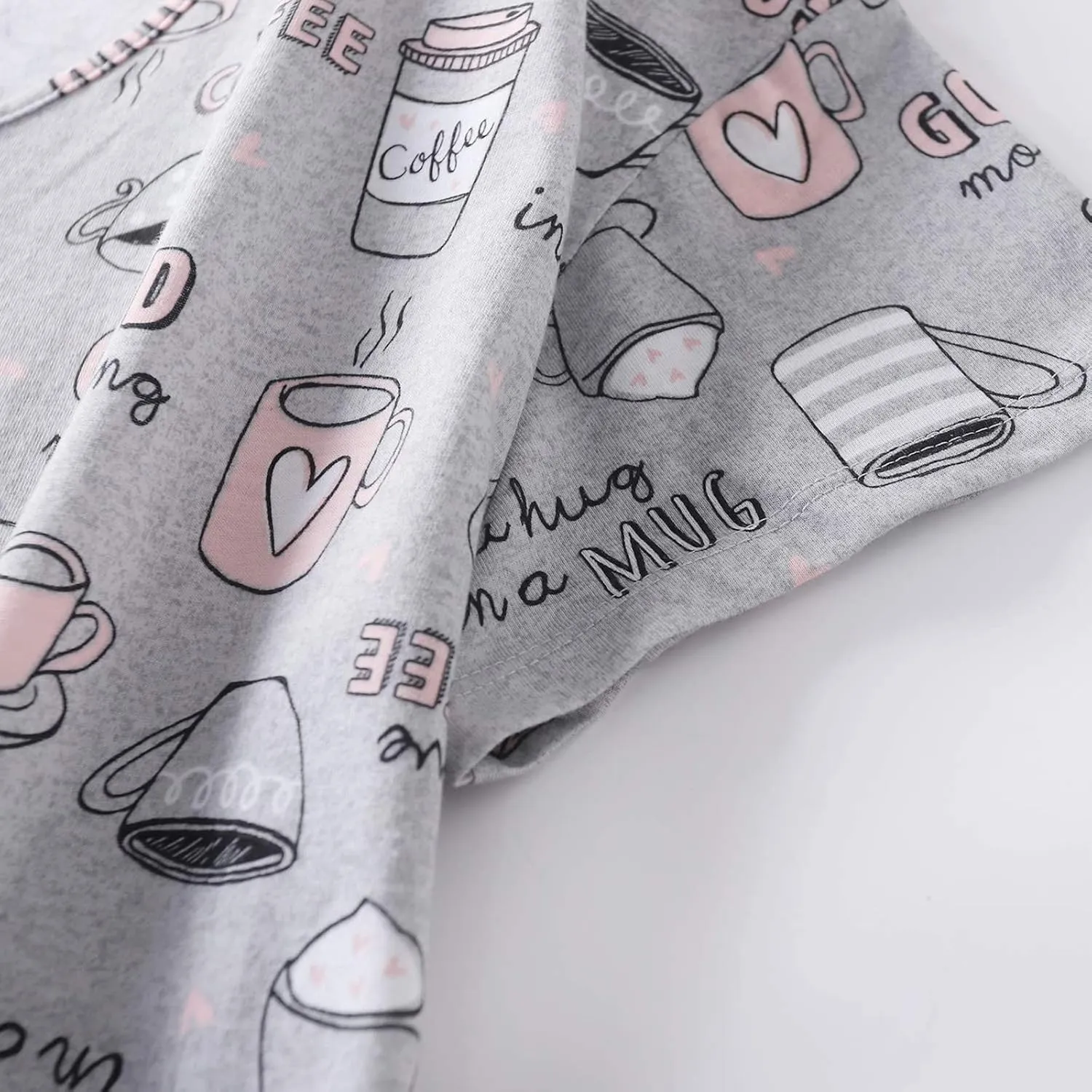 Women Nightgown Women's Cotton Nightgowns Sleepwear Flare Short Sleeve Sleepshirt Casual Print Sleepdress Comfy Pajama Dress