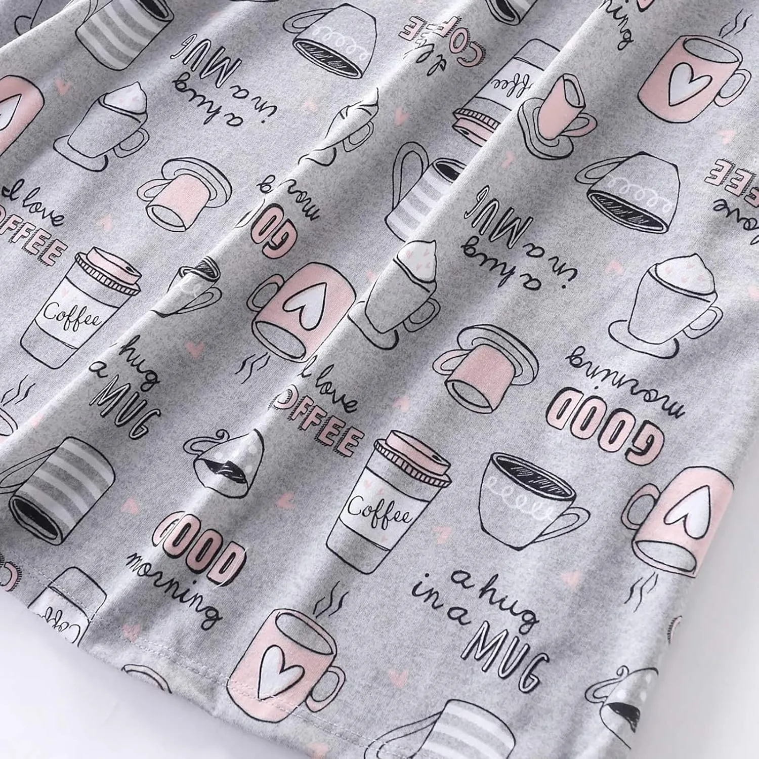 Women Nightgown Women's Cotton Nightgowns Sleepwear Flare Short Sleeve Sleepshirt Casual Print Sleepdress Comfy Pajama Dress