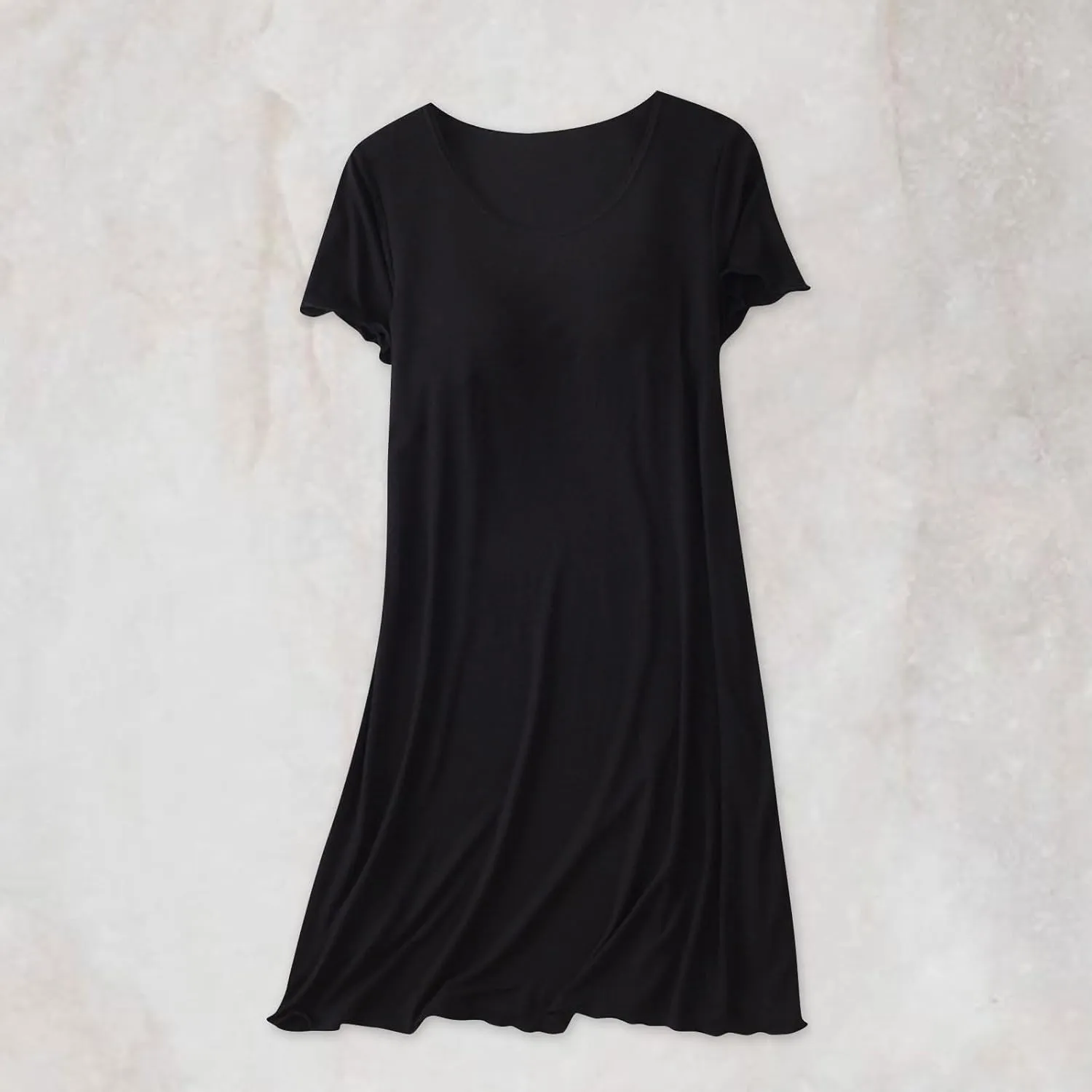 Women Soft Nightgown Comfy Lounge Nightshirt with Built in Bra Short Sleeve Sleep T Shirt Dress Cotton Lounge Pajamas