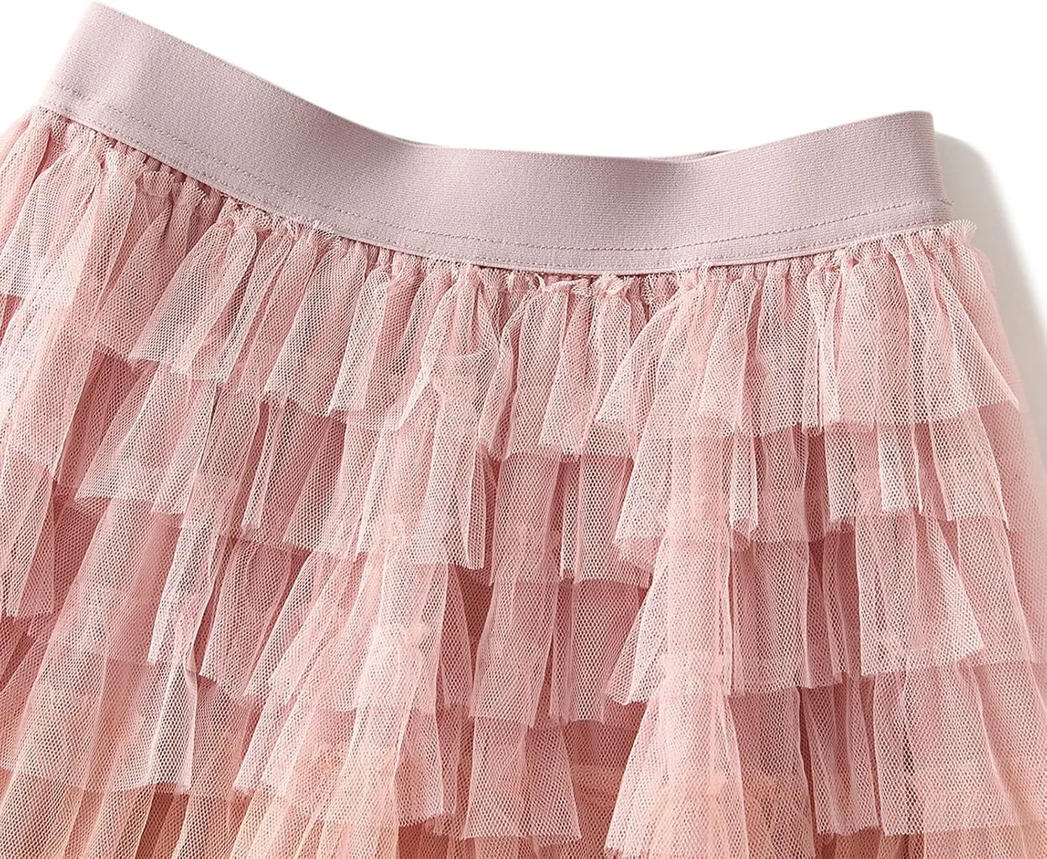 Women Tulle Tutu Skirt Multilayer Casual Gradient Color Elastic Mesh Princess Skirt Ruffle Swing Casual Long Maxi Skirts