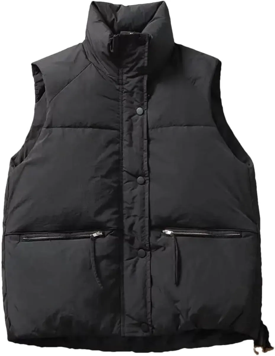 Women Warm Winter Down Cotton Vest Padded Sleeveless Jacket Female Vintage Warm Puffer Coats Zipper Vests