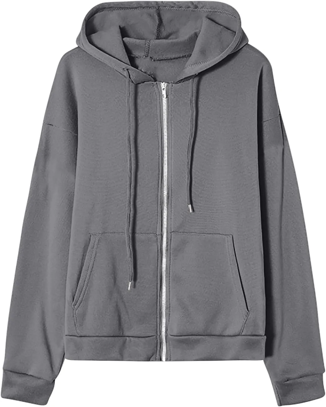 Women's 2024 Fall Zip Up Hoodies Sweatshirt Solid Color Long Sleeve Oversized Coat Casual Cozy Fall Winter Outfits