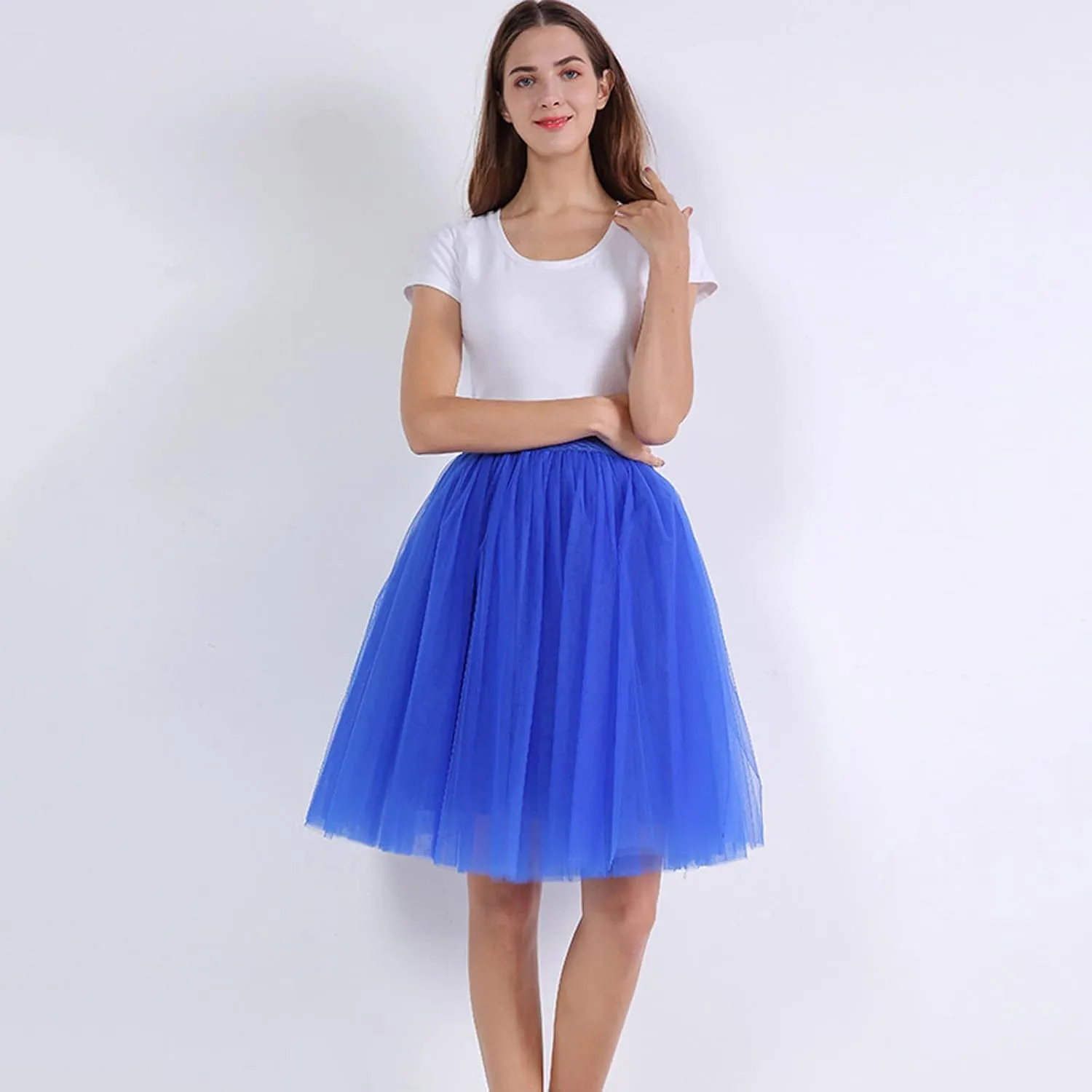 Women's A-Line High Waisted Midi Skirt Women's Classic Layered Tulle Skirt for Adult Teen Ballet Dance Skirts