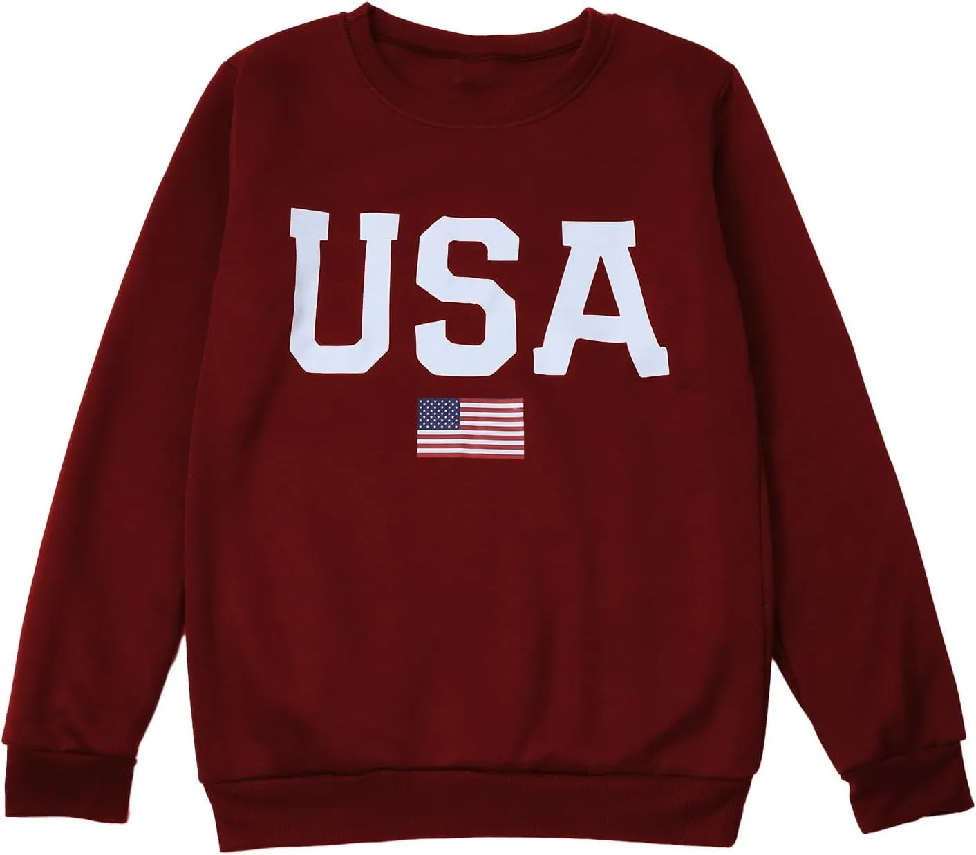 Womens American Flag Sweatshirt Oversized Crew Neck Patriotic Pullover Top Long Sleeve Fall Winter Fashion Clothes