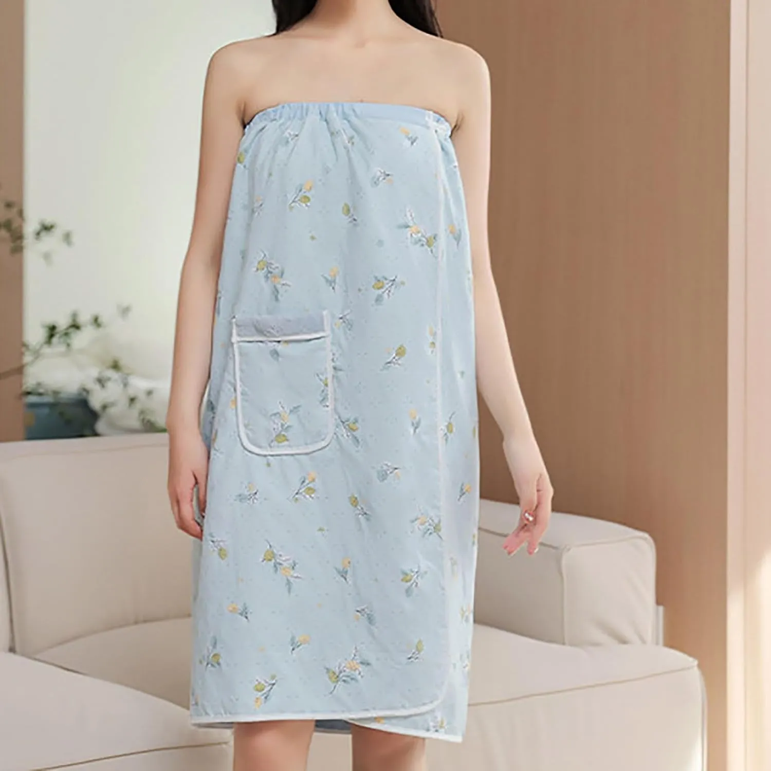 Womens Bath Towel Robe Spa Body Wrap Shower Bathrobe Adjustable Button Closure Super Absorbent Quick Drying Body