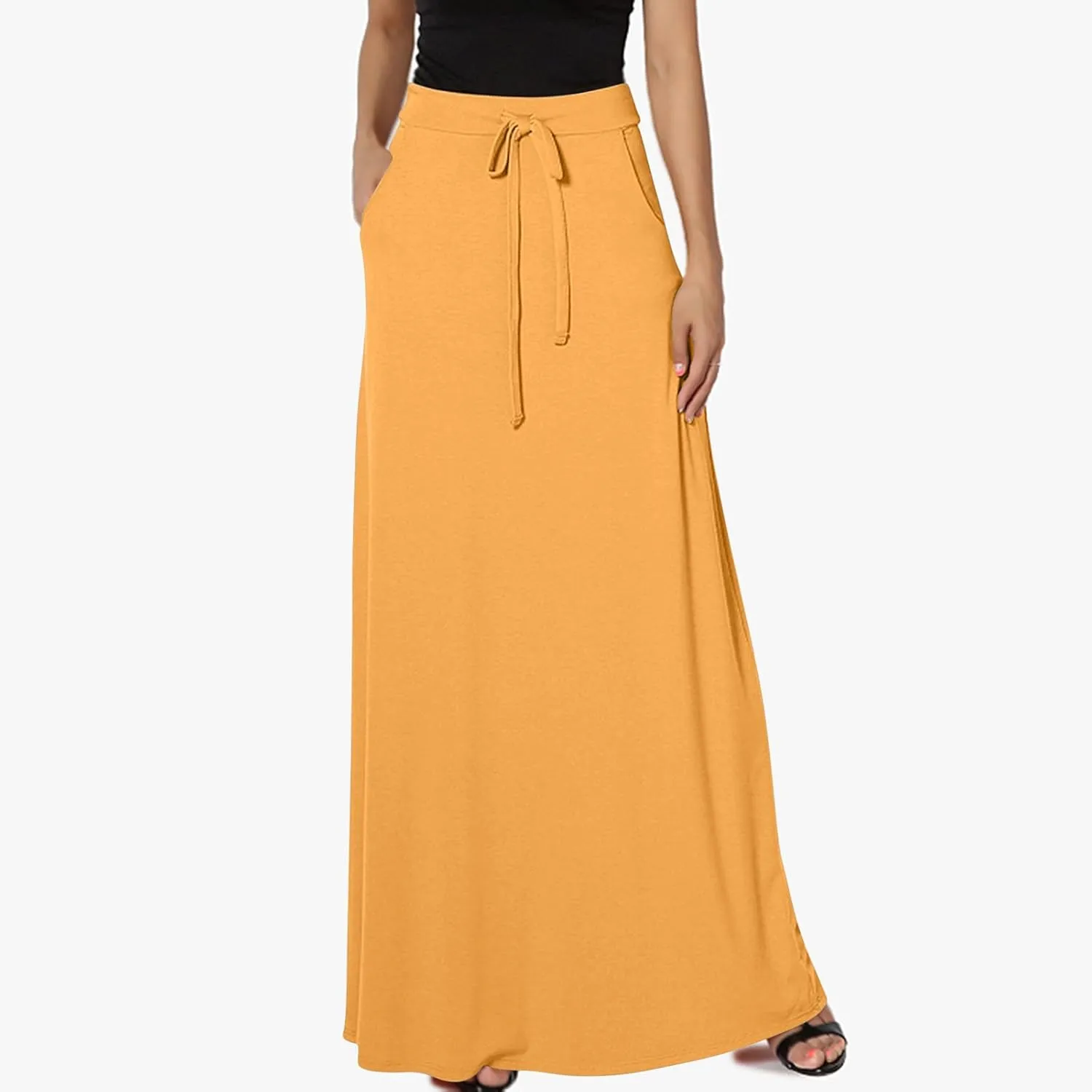 Womens Business Casual Pencil Skirt Solid Elastic High Waist Maxi Skirts 2024 Dressy Going Out Work Long Skirts