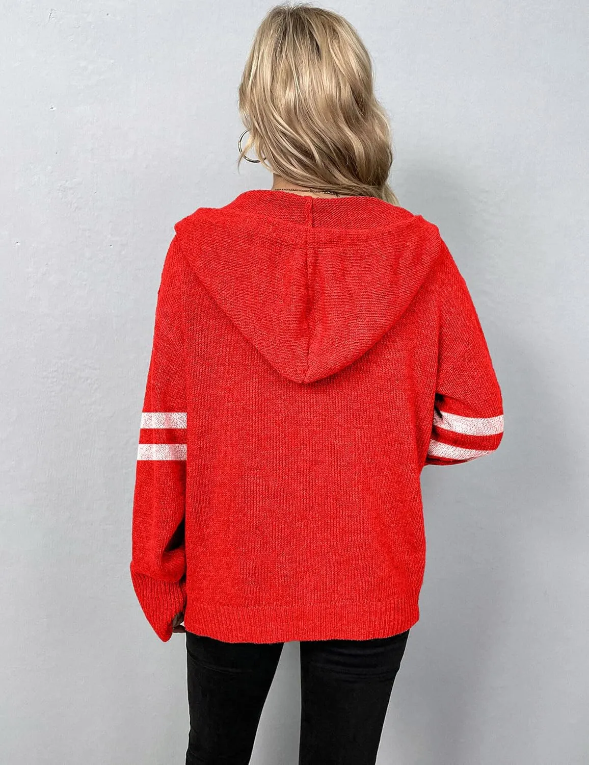 Women's Casual Cardigan V Neck Button Down Hooded Sweaters Long Sleeve Hoodies Outfits