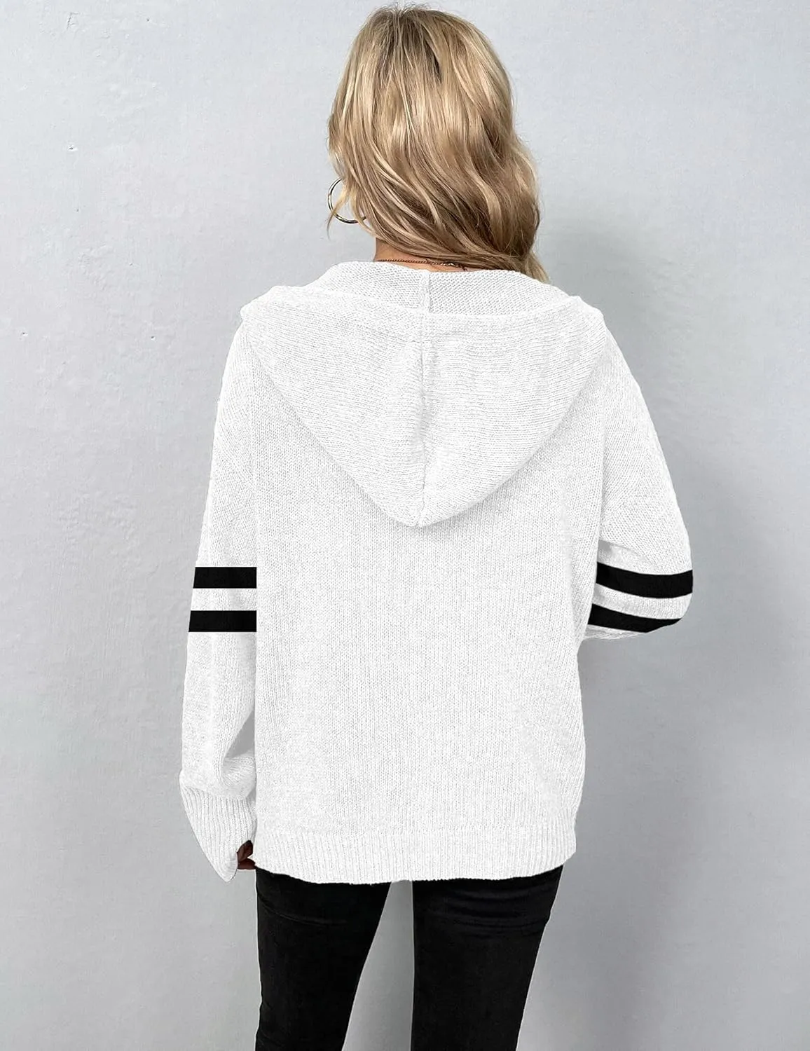 Women's Casual Cardigan V Neck Button Down Hooded Sweaters Long Sleeve Hoodies Outfits