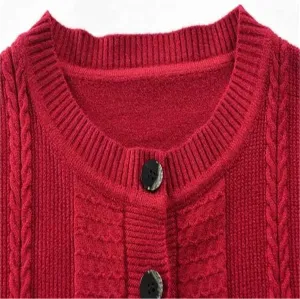 Women's Crew Neck Sweaters Senior Fall & Winter Knitted Cardigan Knit Loose Sweater with Floral Print Ladies