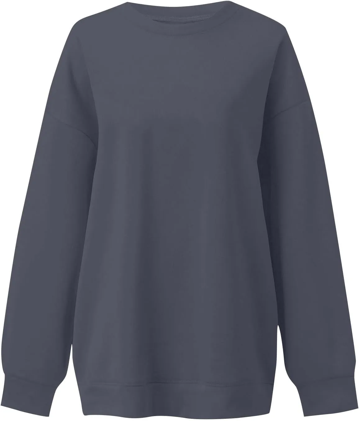 Women's Crewneck Sweatshirts 2024 Womens Fashion Long Sleeve Solid Colour Loose Fit Pullover Sweatshirt Tops