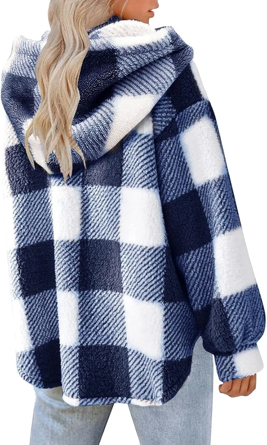 Womens Flannel Shacket Jacket Hooded Jackets Up Button Cardigan Trendy Plaid Fuzzy Outerwear Womens Long Flannel