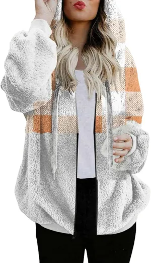 Womens Flannel Shacket Jacket Hooded Jackets Up Button Cardigan Trendy Plaid Fuzzy Outerwear Womens Long Flannel
