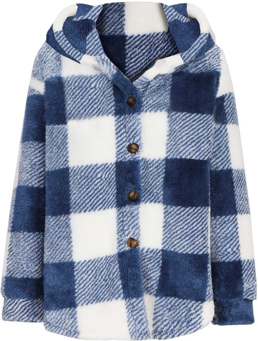Womens Flannel Shacket Jacket Hooded Jackets Up Button Cardigan Trendy Plaid Fuzzy Outerwear Womens Long Flannel