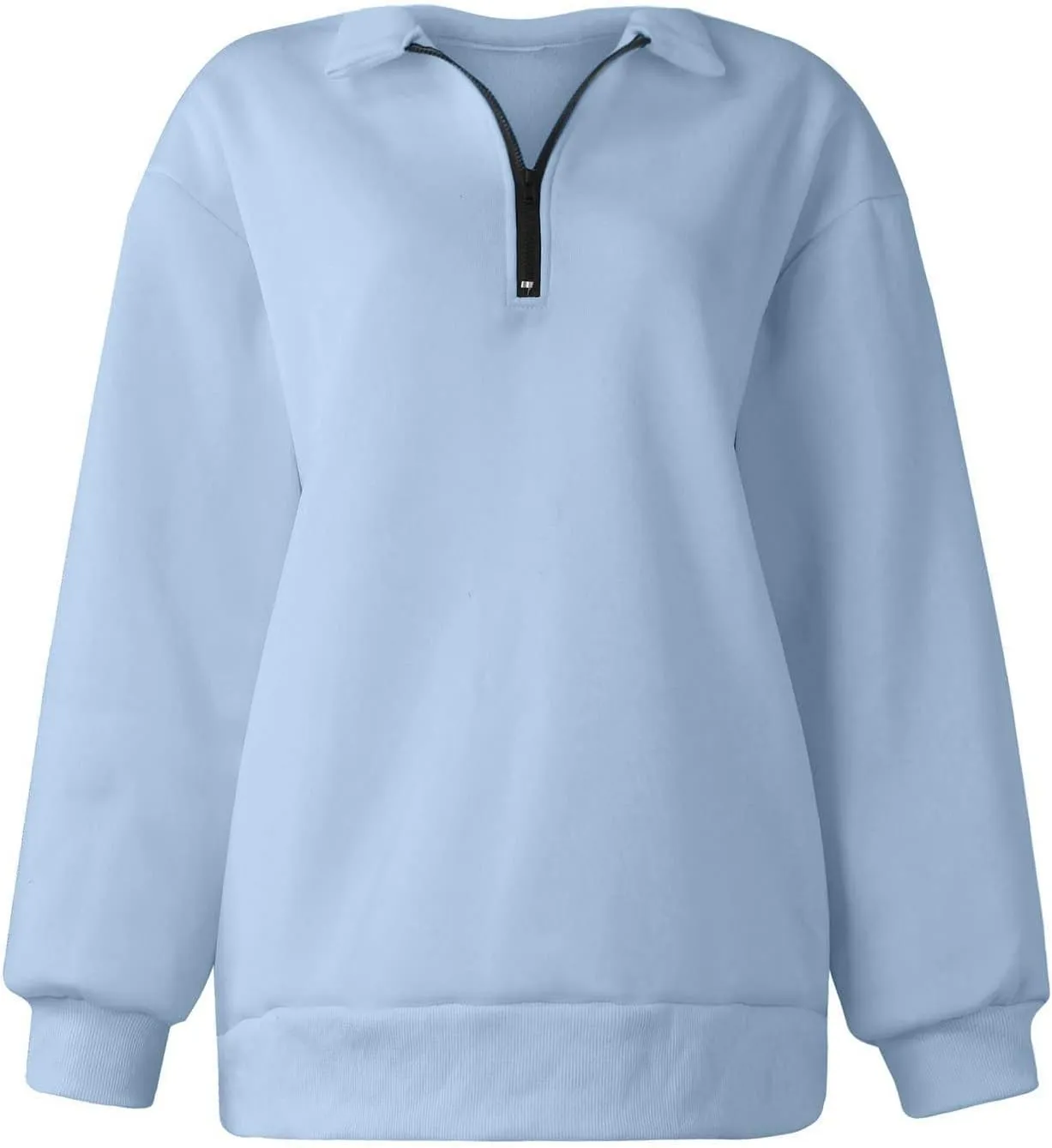 Womens Half Zip Sweatshirt Oversized Long Sleeve Collar Drop Shoulder 1/4 Zipper Pullover Jacket Teen Girls Fall Y2K Clothes