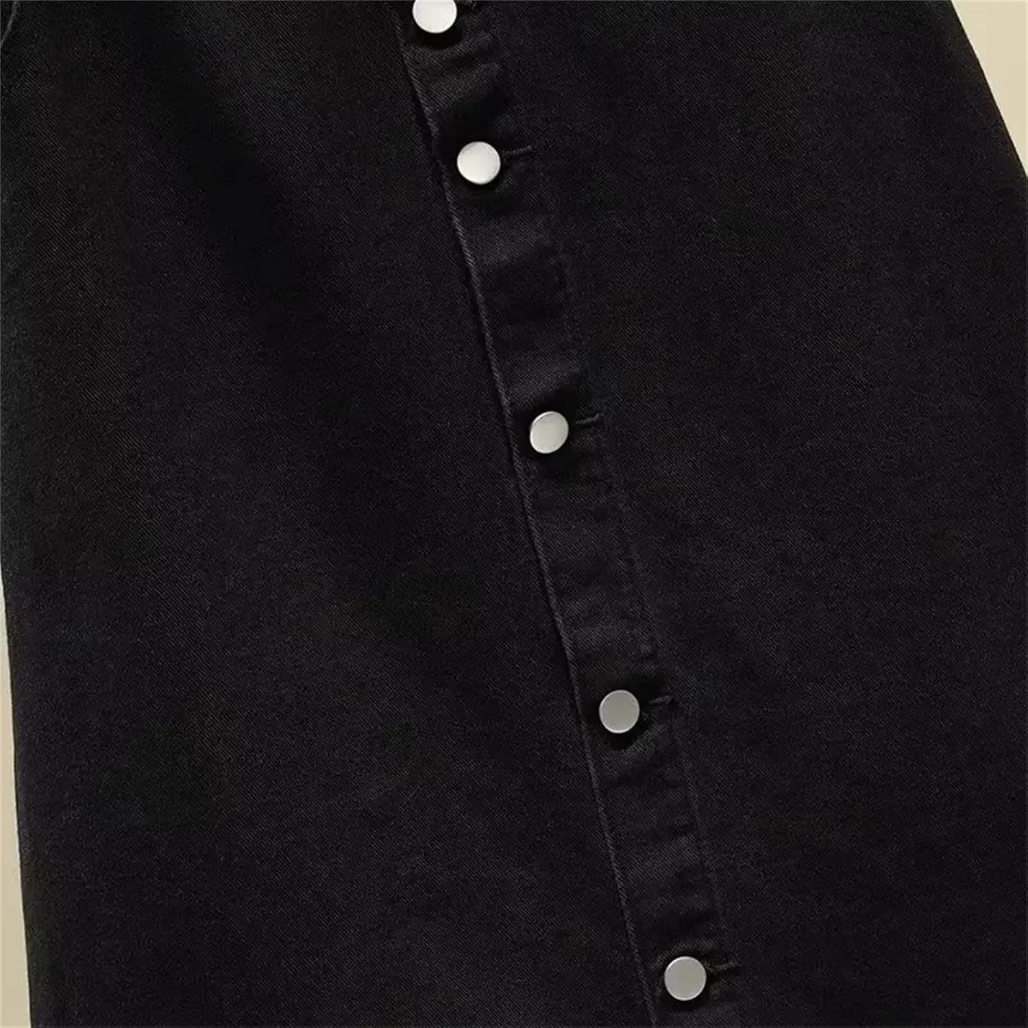 Women's High-Waisted Button-Up Denim Skirt  Versatile Medium-Length Button-Down Jean Dress Maxi Skirt