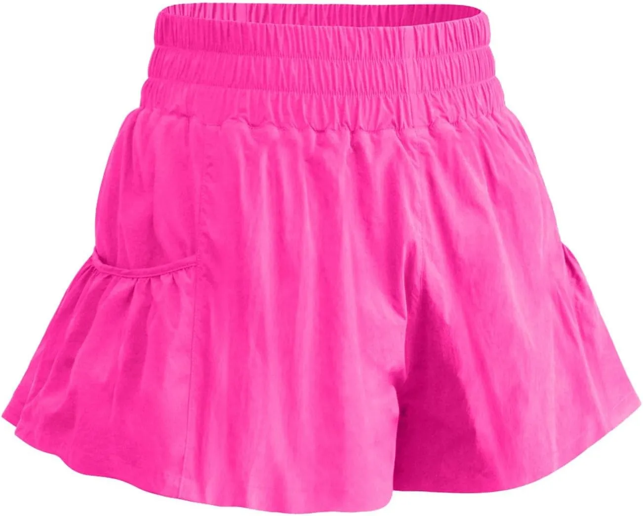 Womens High Waisted Gym Shorts Quick Dry Elastic Waist Running Workout Athletic Shorts Trendy Flowy Pockets Shorts