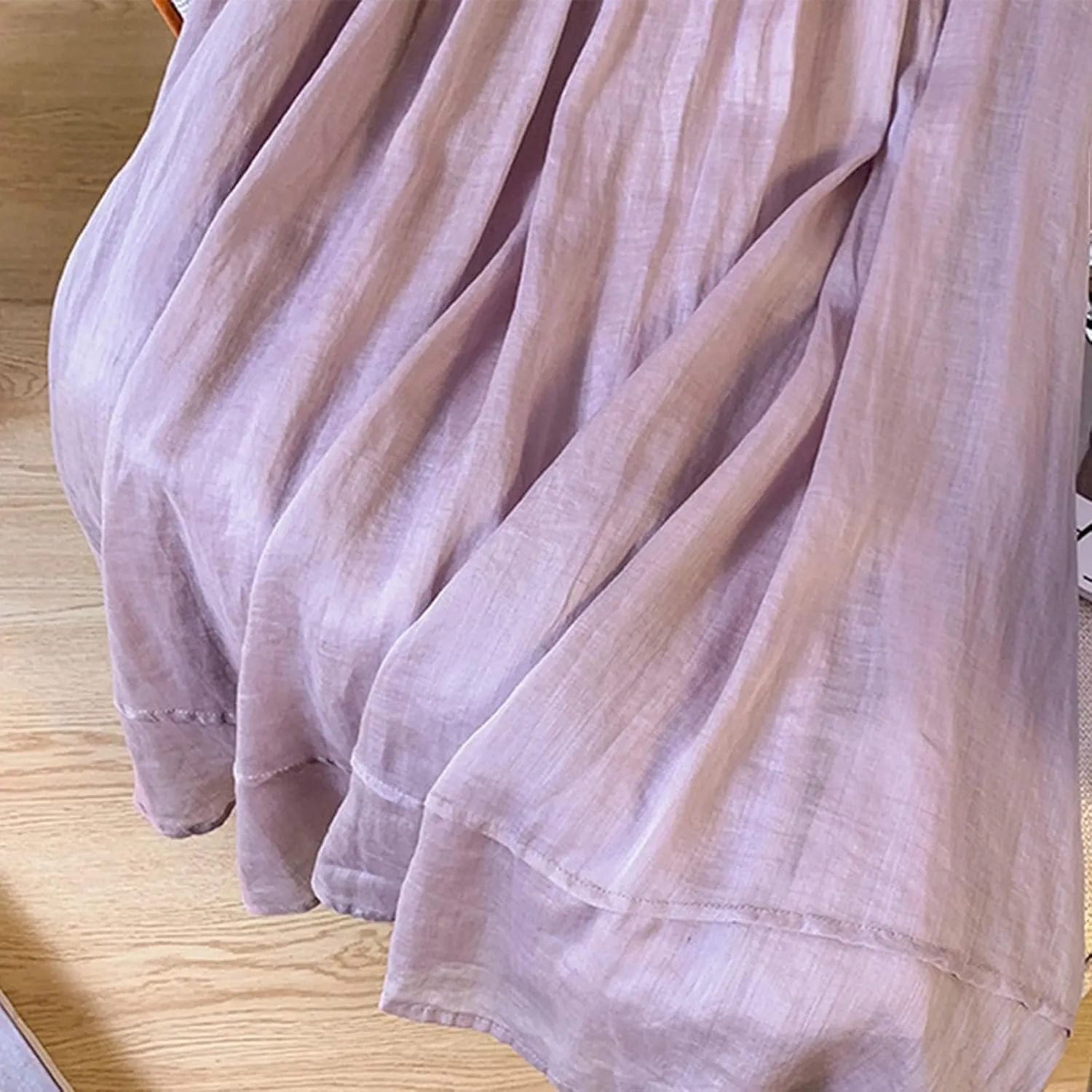 Women's Linen Stretch Soft Pleated Skirt Elastic Waisted Spring Summer Ruched Skirts Casual Loose Trendy Maxi Skirt