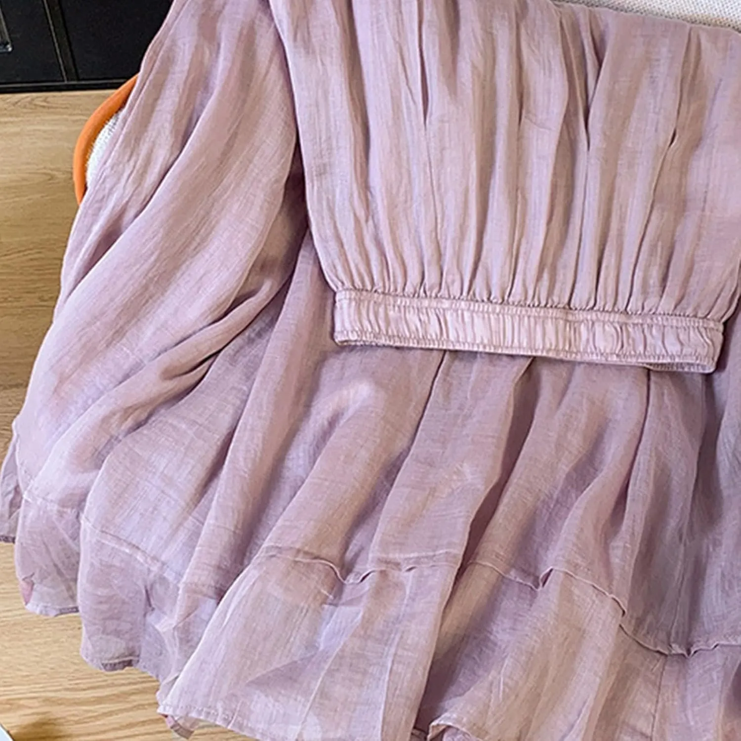 Women's Linen Stretch Soft Pleated Skirt Elastic Waisted Spring Summer Ruched Skirts Casual Loose Trendy Maxi Skirt