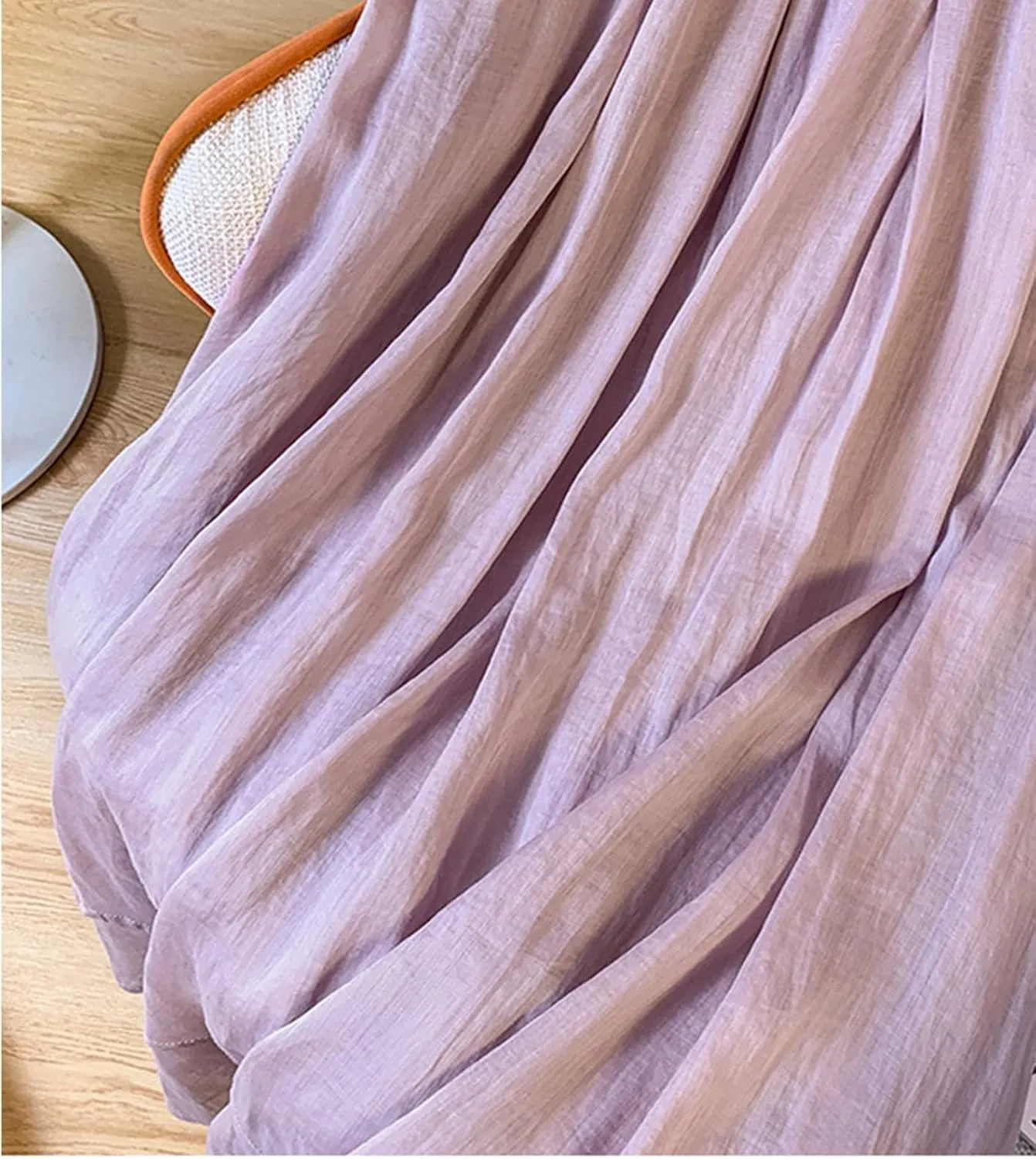 Women's Linen Stretch Soft Pleated Skirt Elastic Waisted Spring Summer Ruched Skirts Casual Loose Trendy Maxi Skirt