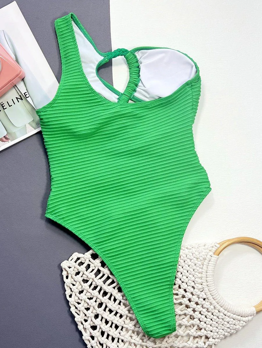 Women's One-Piece Swimsuit - GFIT Sexy String Design, Green Swimwear