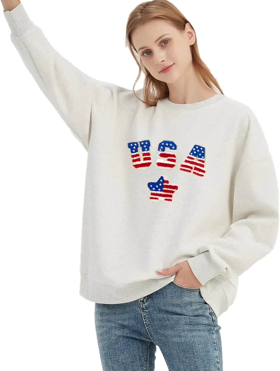 Womens Oversized Graphic Sweatshirts Hoodies Long Sleeve Crew Neck Pullover Sweaters Casual Comfy Fall Fashion Outfits