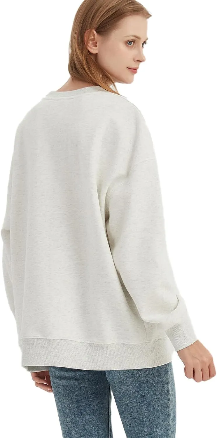 Womens Oversized Graphic Sweatshirts Hoodies Long Sleeve Crew Neck Pullover Sweaters Casual Comfy Fall Fashion Outfits