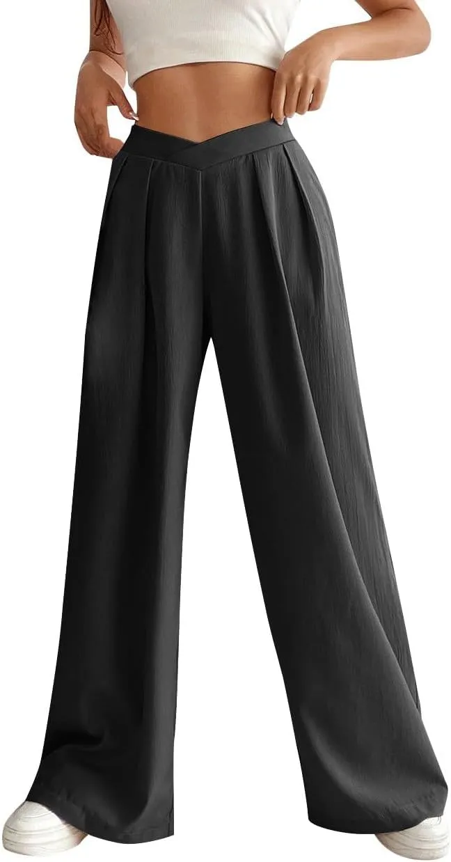 Womens Pants Loose Fit Pants for Women Work Out Gym High Cut Flare Wide Leg Summer Fall Pants 2025